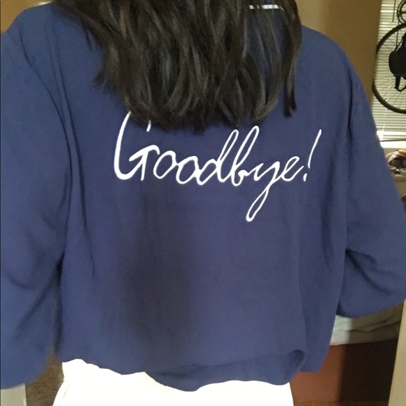 Good bye! button down shirts in navy blue - Picture 4 of 5